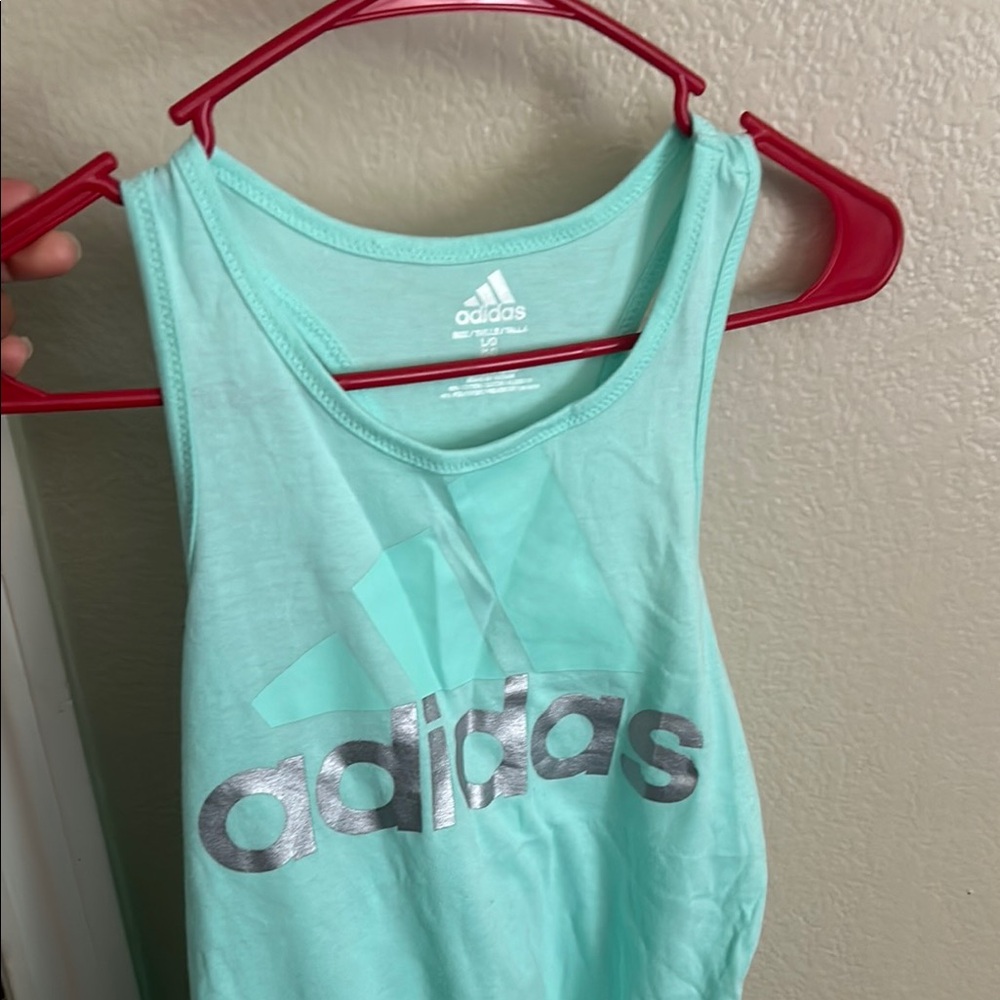 Adidas Mint Green Tank with Metallic Logo